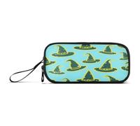 aidingzhi Happy Halloween Witch Hat Blue Nylon Storage Pen Case Pencil Bag High Capacity Art Pencil Case Stationery Organizer per College Preppy