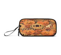 aidingzhi Happy Halloween zucca carrozza nylon matita borsa con cerniera grande capacità astuccio per bambini scuola cancelleria per ragazzi delle scuole superiori