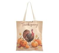 aidingzhi Hello Fall Autumn Pumpkin Turky Canvas Totes riutilizzabile Canvas Tote Bags Per Le Donne Drogheria & Farmers Market 16 "x15" scuola essenziale