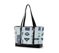aidingzhi Hmong Totem Motivi Geometrici Adesivi Blu Polvere di Classe Tote Borse per le Donne Laptop con Cerniera Lavoro Tote Bag per Ufficio con Pranzo