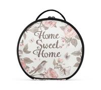 aidingzhi Home Sweet Home William Morris Style Flower Bird Peach Cosmetic Bag con scomparti e manico Essentials Make Up Bag per donna con divisori regolabili 27,9 cm