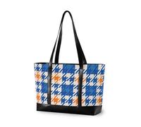 aidingzhi Houndstooth arancione Grande Capacità 14 pollici borsa del computer portatile per le donne con la borsa della chiusura lampo 14 pollici per il lavoro con il tablet