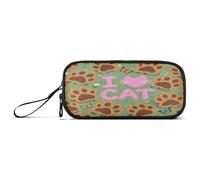 aidingzhi I Love Cats Artiglio Verde Nylon Matita Borse per Ragazze Adolescenti Grande Capacità Cerniera Mesh Astuccio Cancelleria Organizzatore per Ragazzi delle Scuole Superiori