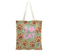 aidingzhi I Love Cats Claw Verde Tote Bag Canvas Robusta Canvas Tote Bag per le donne per lavoro, progetti fai da te, shopping, 40,6 x 38,1 cm essenziale per la scuola