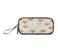 aidingzhi I Love Cats Paw Astuccio in nylon con cerniera grande capacità per ragazzi cancelleria per adulti elementari
