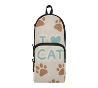 aidingzhi I Love Cats Paw Nylon 3 Scomparti Matite Borse per Teen Girls Studio & Astuccio Multifunzionale con Scomparti Cancelleria per la Scuola Forniture