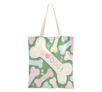 aidingzhi I Love Dog Bone verde tela tote bag grande capacità panno tote bag con manici per lavoro, progetti fai da te, shopping, 40,6 x 38,1 cm essenziale per la scuola