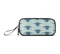 aidingzhi Jon Klassen Style Bull Baby Blue Nylon Matite Bag con manico Astucci ad alta capacità per scuola scuola bambini