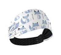 aidingzhi Jon Klassen Style Fox Sky Blue Lavanda Bianco Traspirante Fascia Organizer Elastico Capelli per Uso quotidiano Basket Allenamenti Palestra