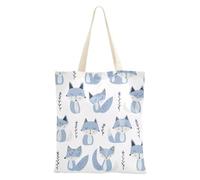 aidingzhi Jon Klassen Style Fox Sky Blue Lavanda White Canvas Borse riutilizzabili per donne per lavoro, progetti fai da te, shopping, 40,6 x 38,1 cm essenziale per la scuola