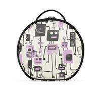 aidingzhi Jon Klassen Style Robots Design Viola Trucco Borse con Scomparti & Maniglia Cerniera Capacità Viaggio Cosmetici Borsa con divisori regolabili 27,9 cm