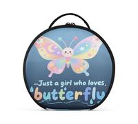 aidingzhi Just A Girl Who Loves Butterfly Trousse per cosmetici con scomparti e maniglia, elegante borsa da viaggio di grande capacità, con divisori regolabili, 27,9 cm