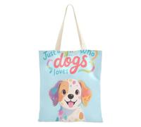 aidingzhi Just A Girl Who Loves Dogs Borsa in tela di grande capacità con tasche per la spesa e il mercato degli agricoltori 40,6 x 38,1 cm essenziale per la scuola
