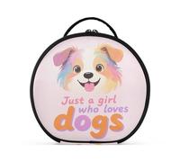 aidingzhi Just A Girl Who Loves Dogs - Trousse per cosmetici con scomparti e maniglia, trousse per cosmetici con divisori regolabili, 27,9 cm