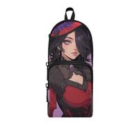 aidingzhi Lady Anime Red Mystery Nylon 3 scomparti con cerniera astuccio multiuso ed estetico per ragazze cancelleria borsa per forniture scolastiche