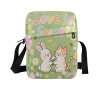 aidingzhi Love Is Sweet Animal Bunny Cat piccola borsa a tracolla per uomo uomo borsa a tracolla casual per tutti i giorni tracolla tracolla regolabile per scuola sport all'aria aperta