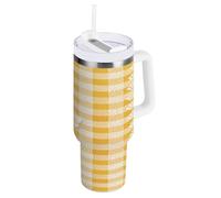aidingzhi Lovely Yellow Lace Butterfly Plaid 1,18 oz in acciaio inox isolato Tumbler a prova di perdite e cannuccia bottiglia d'acqua portatile riutilizzabile sottovuoto tazza da ufficio per casa