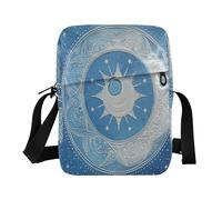 aidingzhi Mandala Luna e Star Forme Bianco Azzurro Crossbody Messenger Bag Borse Da Donna Casual Borse Tracolla Regolabile per Scuola Affari