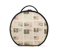 aidingzhi Marrone Vintage American Giornale Trucco Borse con Scomparti & Maniglia Cerniera Cosmetici Borse Da Viaggio Per Le Donne con Divisori Regolabili 11 Pollici