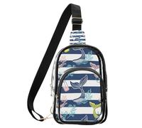 aidingzhi Marsupio trasparente con strisce di succo di limone per le donne, borsa a tracolla robusta impermeabile in PVC borsa trasparente, Spiaggia a righe blu a coda di bal, Medium
