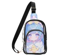 aidingzhi Marsupio trasparente con strisce di succo di limone per le donne, borsa a tracolla robusta impermeabile in PVC borsa trasparente, Carino Semplice Anime Ragazza, Medium