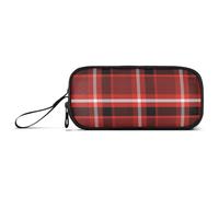 aidingzhi Merry Christmas Buffalo Plaid Plaid Nylon Grande Astuccio Alta Capacità Zip Astuccio Cancelleria per Scuola Preppy Adulti