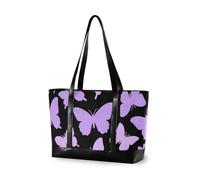 aidingzhi Moda Viola Nero Farfalle Essentials borsa da lavoro per le donne professionale con cerniera 14 pollici borsa per il volo con