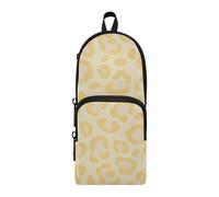 aidingzhi Morbido Giallo Leopard Print Nylon 3 Scomparti Scuola Forniture Matite Bag Studio & Multifunzionale Mesh Pen Pencil Case Organizzatore di Cancelleria per la Scuola Preppy
