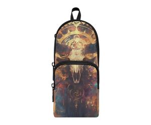 aidingzhi Mysterious Bull Skull Nylon 3 Scomparti Matita Sacchetto per Adolescenti Multiuso ed Estetico Astuccio Cancelleria per College