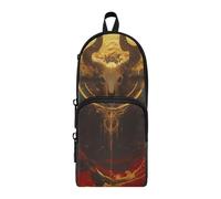 aidingzhi Mysterious Bull Skull Tribal Style Red Nylon 3 Scomparti Matita Borsa Per Teen Studio & Multifunzionale Art Pencil Case Organizzatore di Cancelleria per forniture scolastiche