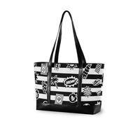 aidingzhi Nero Bianco A Righe Retro Estate Cool di classe laptop tote bag per le donne con cerniera viaggio tote bag per gli uomini con il pranzo