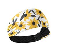 aidingzhi Nero - Eyed Susan Bicolor antiscivolo spessa fascia elastica larga per capelli da donna per basket atletica sport make up palestra