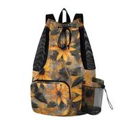aidingzhi Nero - Eyed Susan Blended Donne Uomo Coulisse Zaino Sport Palestra Borsa Con Tasche Interne Separazione Bagnato e Asciutto