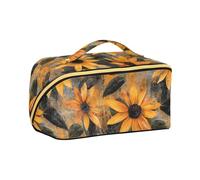 aidingzhi Nero - Eyed Susan Blended Makeup Bag con divisori elegante Capacità Viaggio Cosmetic Bag Accessori Viaggio-Size