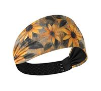 aidingzhi Nero - Eyed Susan Blended Moisture Wicking donne fasce elastiche per il sudore per corsa, pallavolo, yoga, atletica sportiva