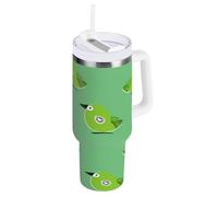 aidingzhi Oliver Jeffers Style Kiwi Jade Bird Design Green 1,18 l in acciaio inox Coldee Tumbler a prova di perdite e cannuccia da viaggio riutilizzabile sottovuoto tazza da caffè regalo per donne
