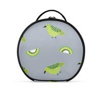 aidingzhi Oliver Jeffers Style Kiwi Jade Bird Design Green Grey Makeup Bag con scomparti e maniglia grande borsa per il trucco per le donne con divisori regolabili 27,9 cm