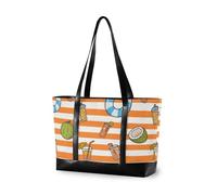 aidingzhi Orange White Stripes Summer Juice trendy tote bags per le donne con cerniera tela tote per le donne lavorano con il pannolino