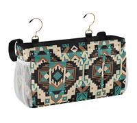 aidingzhi Organizer natalizio da comodino con due borse a rete, organizer da appendere con tasche per letti a castello e ospedali, sponde del letto, stile etnico astratto, blu e marrone