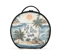 aidingzhi Palm Tree Life Is Better Borsa da viaggio Accessori da viaggio elegante borsa per il trucco con manico con divisori regolabili 27,9 cm