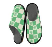 aidingzhi Pantofola Per Le Donne Indoor Pantofole Donna Pantofole Memory Foam Casa Della Donna Accogliente Delle Donne, Motivo scozzese verde a scacchi, 41/43 EU