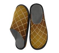 aidingzhi Pantofole da donna in memory foam pelose pantofole da casa per letto da donna, Cubo marrone sfumato griglia oro, 39.5/40 EU