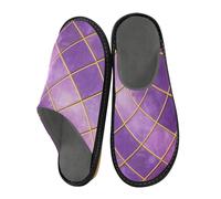 aidingzhi Pantofole da donna per interni, pantofole da donna in memory foam, pelose, comode pantofole da donna, Cubo viola sfumato griglia oro, 37/37.5 EU