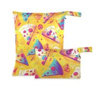 aidingzhi Piccole borse asciutte con cerniera, confezione da 2 pezzi essenziali da viaggio per bambini con manici per viaggi, spiaggia (Pizza Mystery Yellow)