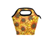 aidingzhi piccole borse isolate per il pranzo con manico curvo scatole per il pranzo a tenuta stagna morbida lato borsa termica per ufficio college girasoli stile geometrico