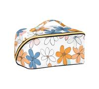 aidingzhi Piccoli fiori di scarabocchio borse cosmetiche con divisori Zipper Borse cosmetiche da viaggio per le donne verticale autoportante