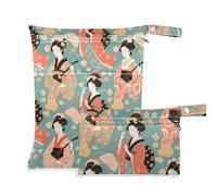 aidingzhi Piccoli sacchetti asciutti a prova di disordine Confezione da 2 borse per pannolini oggetti essenziali con manici per spiaggia, asilo nido (bellissimo Goliki giapponese verde)