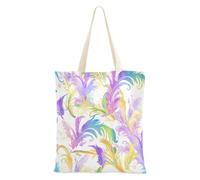 aidingzhi Piuma Colorata Estate Viola Media Tela Tote Bag Riutilizzabile Tote Tote Per Le Donne Drogheria & Farmers Market 16 "x15" scuola essenziale