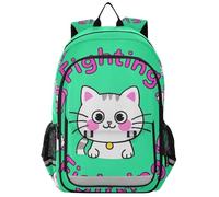 aidingzhi porta zaino per bambini 8-12: borsa libri moderna per bambini in colori assortiti - Fighting Cartoon Cute White Cat