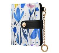 aidingzhi Portafoglio da donna alla moda a due volte comodo compatto in pelle PU per donne e ragazze, Bluebell variegato